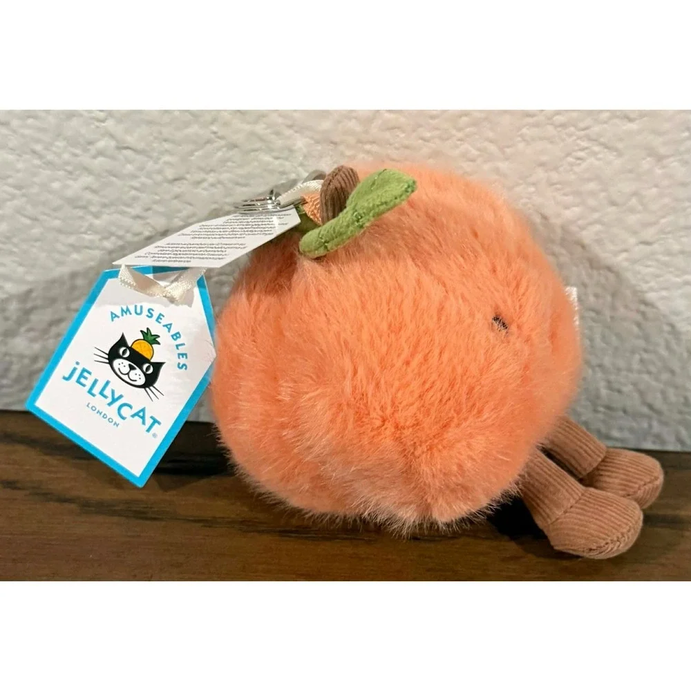 Jellycat Amuseables Fuzzy Peach Plush Keychain Bag Charm AUTHENTIC Same Day Ship